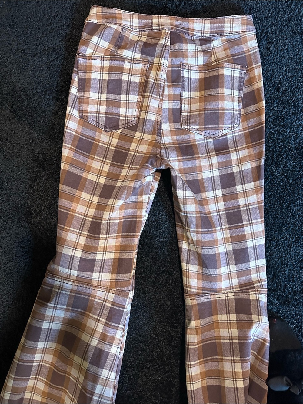 Free people plaid Flare Pants in Brown & Cream size 28 - Picture 4 of 6